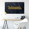 Indianapolis Indiana Wall Flag (Blue & Yellow)-Wall Flag - 36"x60"-Allegiant Goods Co. Vintage Sports Apparel