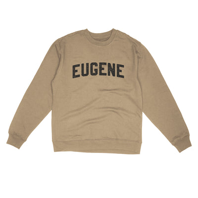 Eugene Oregon Varsity Midweight Crewneck Sweatshirt-Sandstone-Allegiant Goods Co. Vintage Sports Apparel