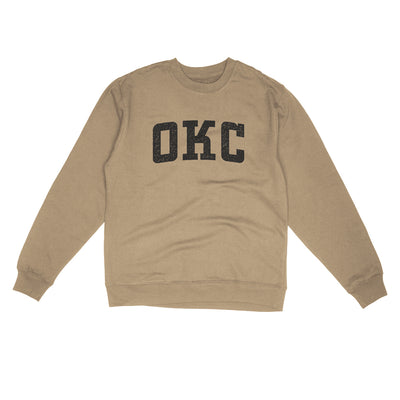 Okc Varsity Midweight Crewneck Sweatshirt-Sandstone-Allegiant Goods Co. Vintage Sports Apparel