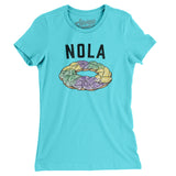 New Orleans King Cake Women's T-Shirt-Tahiti Blue-Allegiant Goods Co. Vintage Sports Apparel
