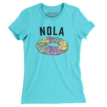 New Orleans King Cake Women's T-Shirt-Tahiti Blue-Allegiant Goods Co. Vintage Sports Apparel