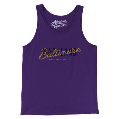 Baltimore Overprint Men/Unisex Tank Top-Team Purple-Allegiant Goods Co. Vintage Sports Apparel