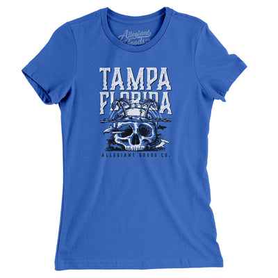 Tampa Florida Pirate Skull Gasparilla Women's T-Shirt-True Royal-Allegiant Goods Co. Vintage Sports Apparel