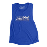 New York Retro Women's Flowey Scoopneck Muscle Tank-True Royal-Allegiant Goods Co. Vintage Sports Apparel