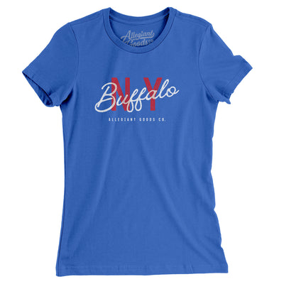 Buffalo Overprint Women's T-Shirt-True Royal-Allegiant Goods Co. Vintage Sports Apparel