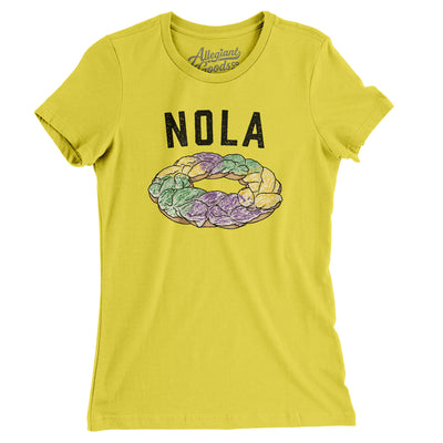 New Orleans King Cake Women's T-Shirt-Vibrant Yellow-Allegiant Goods Co. Vintage Sports Apparel