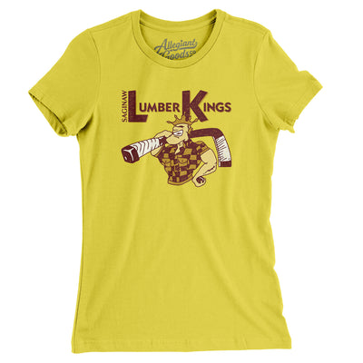Saginaw Lumberkings Women's T-Shirt-Vibrant Yellow-Allegiant Goods Co. Vintage Sports Apparel
