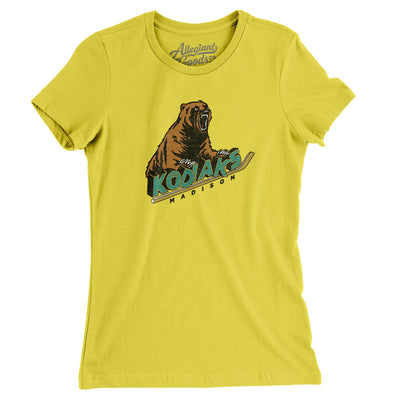 Madison Kodiaks Women's T-Shirt-Vibrant Yellow-Allegiant Goods Co. Vintage Sports Apparel
