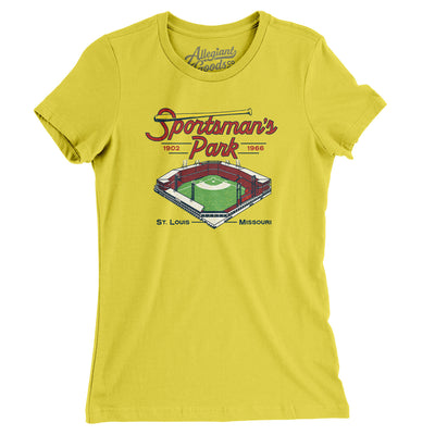 Sportsmans Park St. Louis Women's T-Shirt-Vibrant Yellow-Allegiant Goods Co. Vintage Sports Apparel
