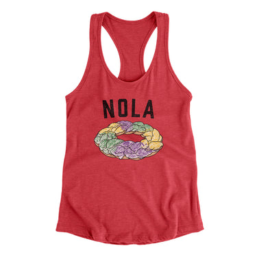 New Orleans King Cake Women's Racerback Tank-Vintage Red-Allegiant Goods Co. Vintage Sports Apparel