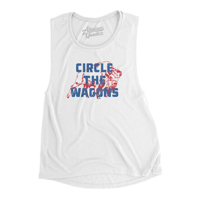 Circle The Wagons Women's Flowey Scoopneck Muscle Tank-White-Allegiant Goods Co. Vintage Sports Apparel