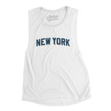 New York Varsity Women's Flowey Scoopneck Muscle Tank-White-Allegiant Goods Co. Vintage Sports Apparel