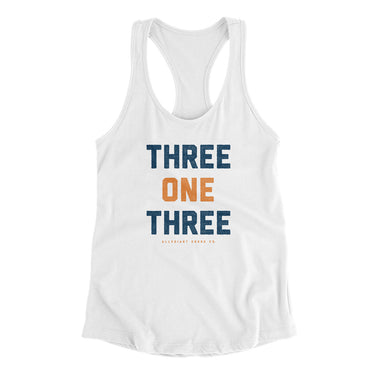 Detroit 313 Area Code Women's Racerback Tank-White-Allegiant Goods Co. Vintage Sports Apparel