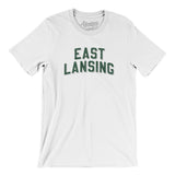 East Lansing Michigan Varsity Men/Unisex T-Shirt-White-Allegiant Goods Co. Vintage Sports Apparel
