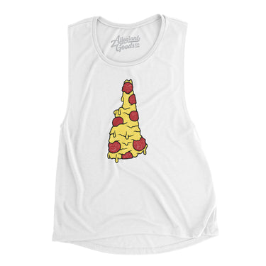 New Hampshire Pizza State Women's Flowey Scoopneck Muscle Tank-White-Allegiant Goods Co. Vintage Sports Apparel