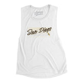 San Diego Retro Women's Flowey Scoopneck Muscle Tank-White-Allegiant Goods Co. Vintage Sports Apparel