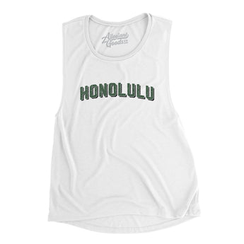 Honolulu Varsity Women's Flowey Scoopneck Muscle Tank-White-Allegiant Goods Co. Vintage Sports Apparel