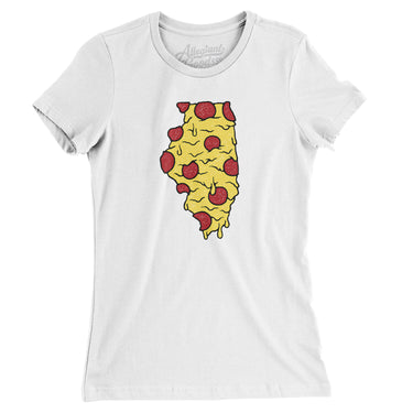 Illinois Pizza State Women's T-Shirt-White-Allegiant Goods Co. Vintage Sports Apparel