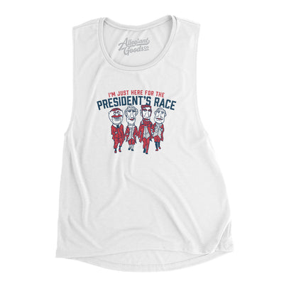I’m Just Here For The Presidents Race Women's Flowey Scoopneck Muscle Tank-White-Allegiant Goods Co. Vintage Sports Apparel