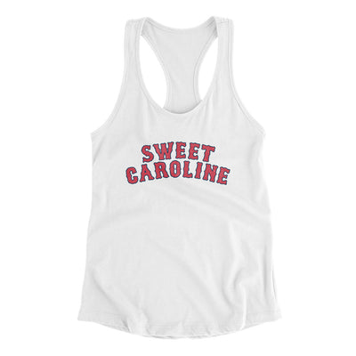 Boston Sweet Caroline Women's Racerback Tank-White-Allegiant Goods Co. Vintage Sports Apparel