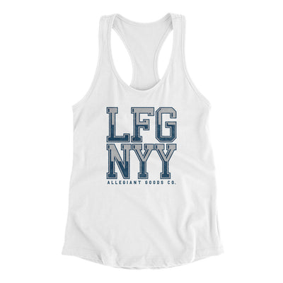 Lfg Nyy Women's Racerback Tank-White-Allegiant Goods Co. Vintage Sports Apparel