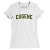 Eugene Oregon Varsity Women's T-Shirt-White-Allegiant Goods Co. Vintage Sports Apparel