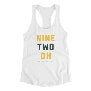 Green Bay 920 Area Code Women's Racerback Tank-White-Allegiant Goods Co. Vintage Sports Apparel