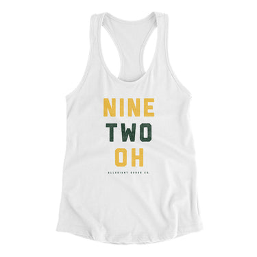 Green Bay 920 Area Code Women's Racerback Tank-White-Allegiant Goods Co. Vintage Sports Apparel