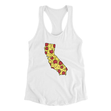 California Pizza State Women's Racerback Tank-White-Allegiant Goods Co. Vintage Sports Apparel