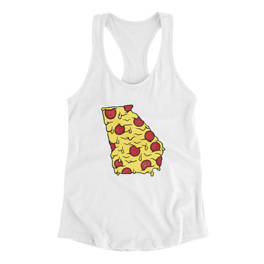 Georgia Pizza State Women's Racerback Tank-White-Allegiant Goods Co. Vintage Sports Apparel