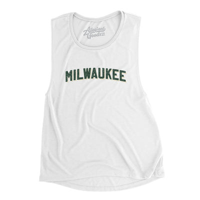 Milwaukee Varsity Women's Flowey Scoopneck Muscle Tank-White-Allegiant Goods Co. Vintage Sports Apparel