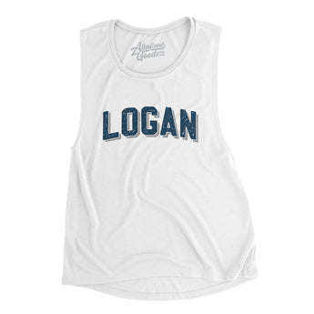 Logan Varsity Women's Flowey Scoopneck Muscle Tank-White-Allegiant Goods Co. Vintage Sports Apparel