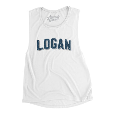 Logan Varsity Women's Flowey Scoopneck Muscle Tank-White-Allegiant Goods Co. Vintage Sports Apparel