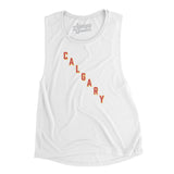 Calgary Hockey Jersey Women's Flowey Scoopneck Muscle Tank-White-Allegiant Goods Co. Vintage Sports Apparel
