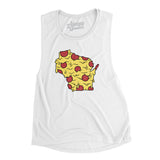 Wisconsin Pizza State Women's Flowey Scoopneck Muscle Tank-White-Allegiant Goods Co. Vintage Sports Apparel