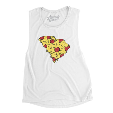 South Carolina Pizza State Women's Flowey Scoopneck Muscle Tank-White-Allegiant Goods Co. Vintage Sports Apparel