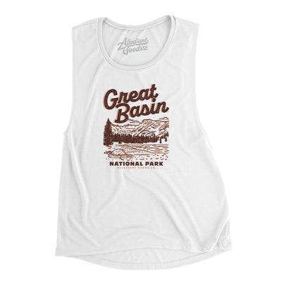 Great Basin National Park Women's Flowey Scoopneck Muscle Tank-White-Allegiant Goods Co. Vintage Sports Apparel