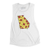 Georgia Pizza State Women's Flowey Scoopneck Muscle Tank-White-Allegiant Goods Co. Vintage Sports Apparel