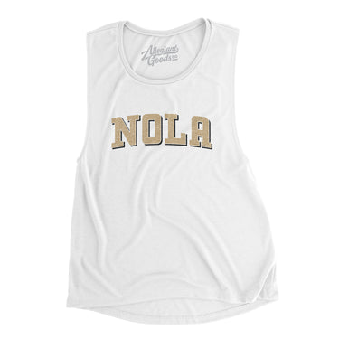 Nola Varsity Women's Flowey Scoopneck Muscle Tank-White-Allegiant Goods Co. Vintage Sports Apparel