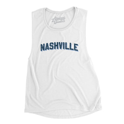 Nashville Varsity Women's Flowey Scoopneck Muscle Tank-White-Allegiant Goods Co. Vintage Sports Apparel