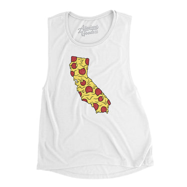 California Pizza State Women's Flowey Scoopneck Muscle Tank-White-Allegiant Goods Co. Vintage Sports Apparel