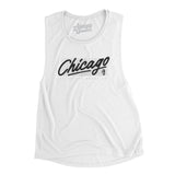 Chicago Retro Women's Flowey Scoopneck Muscle Tank-White-Allegiant Goods Co. Vintage Sports Apparel