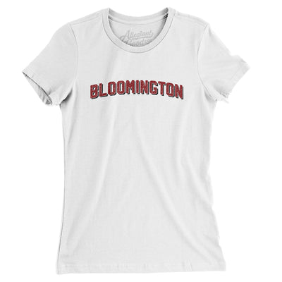 Bloomington Indiana Varsity Women's T-Shirt-White-Allegiant Goods Co. Vintage Sports Apparel