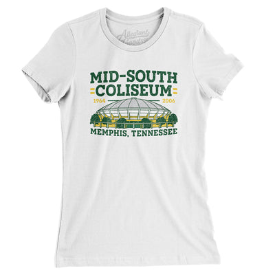 Mid-South Coliseum Women's T-Shirt-White-Allegiant Goods Co. Vintage Sports Apparel