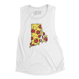 Rhode Island Pizza State Women's Flowey Scoopneck Muscle Tank-White-Allegiant Goods Co. Vintage Sports Apparel