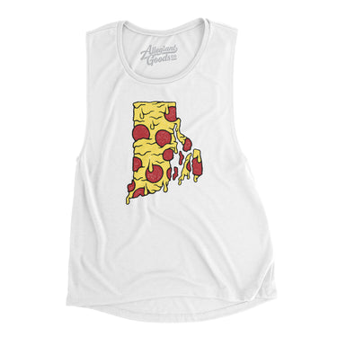 Rhode Island Pizza State Women's Flowey Scoopneck Muscle Tank-White-Allegiant Goods Co. Vintage Sports Apparel