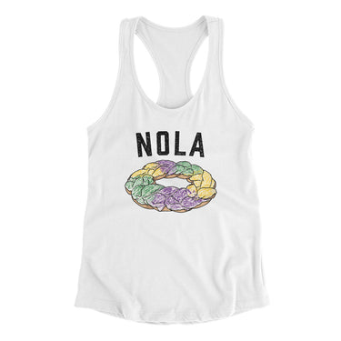 New Orleans King Cake Women's Racerback Tank-White-Allegiant Goods Co. Vintage Sports Apparel