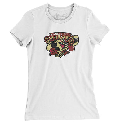 Kansas City Outlaws Women's T-Shirt-White-Allegiant Goods Co. Vintage Sports Apparel