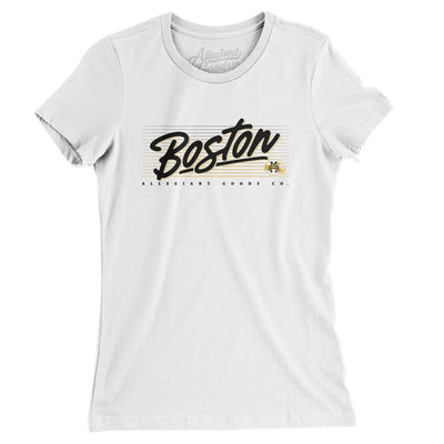 Boston Retro Women's T-Shirt-White-Allegiant Goods Co. Vintage Sports Apparel