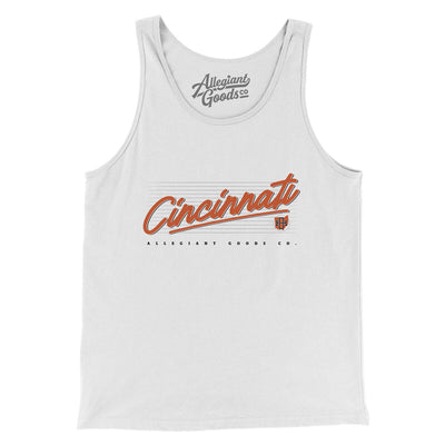 Cincinnati Retro Men/Unisex Tank Top-White-Allegiant Goods Co. Vintage Sports Apparel